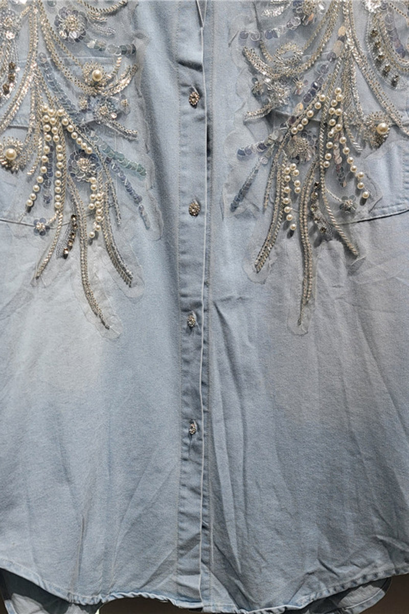 Embroidered Floral Collared Blouse