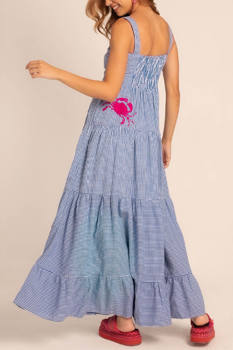 Plaid Crab Print Maxi Dress