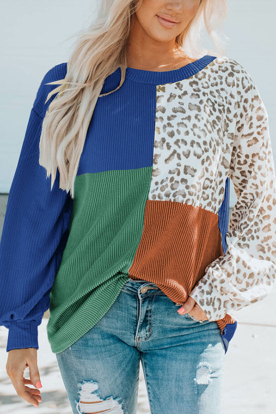 Patchwork Leopard Long Sleeve Top