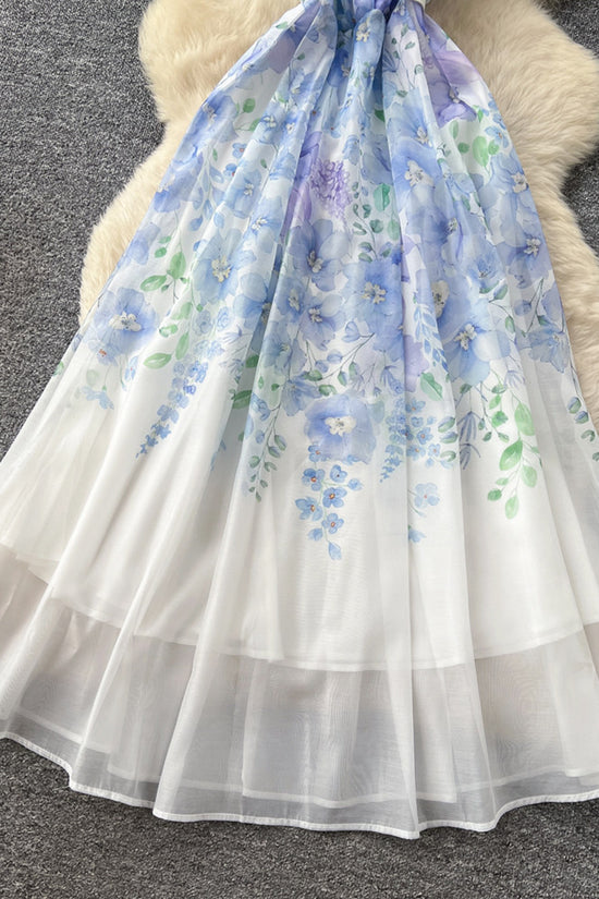 Floral Belted A-Line Maxi Dress