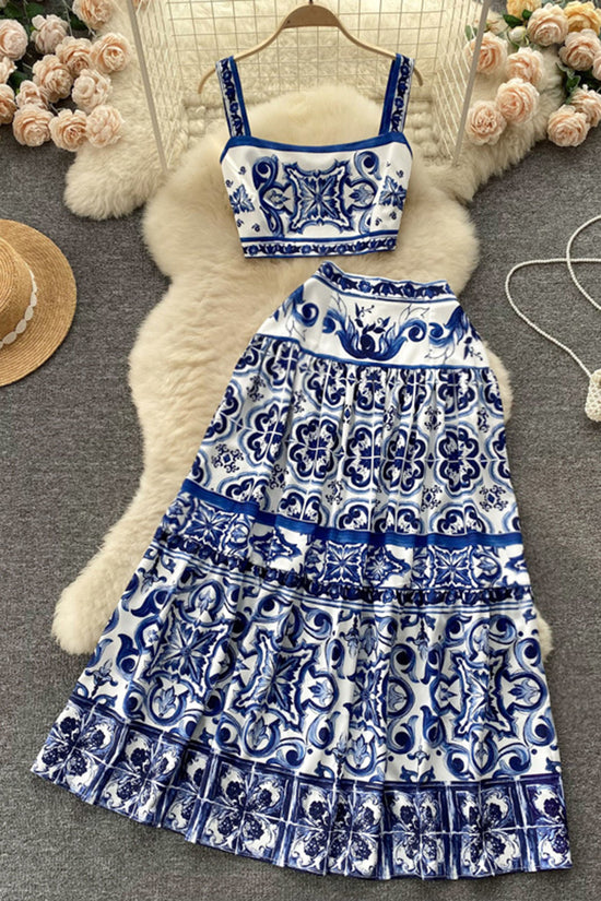 Elegant Patterned Skirt Set