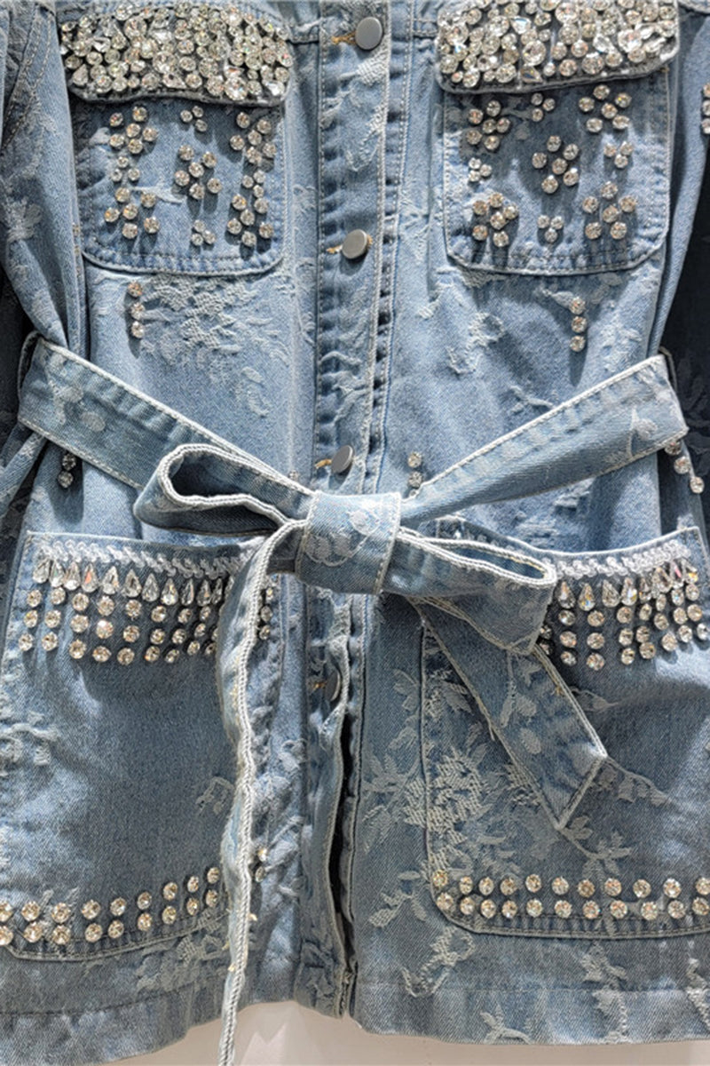 Studded Belted Denim Jacket