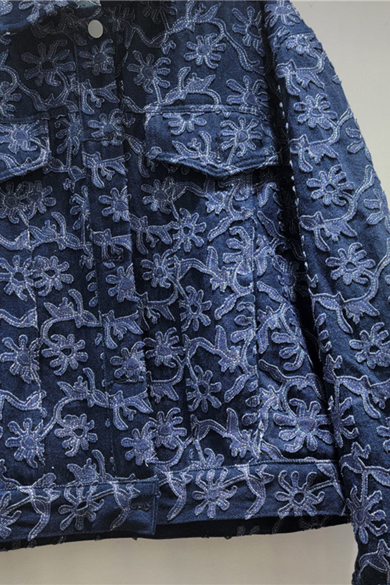 Floral Pattern Denim Jacket