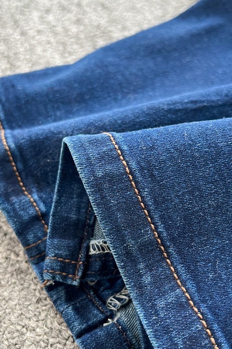 High Waist Denim Maxi Dress