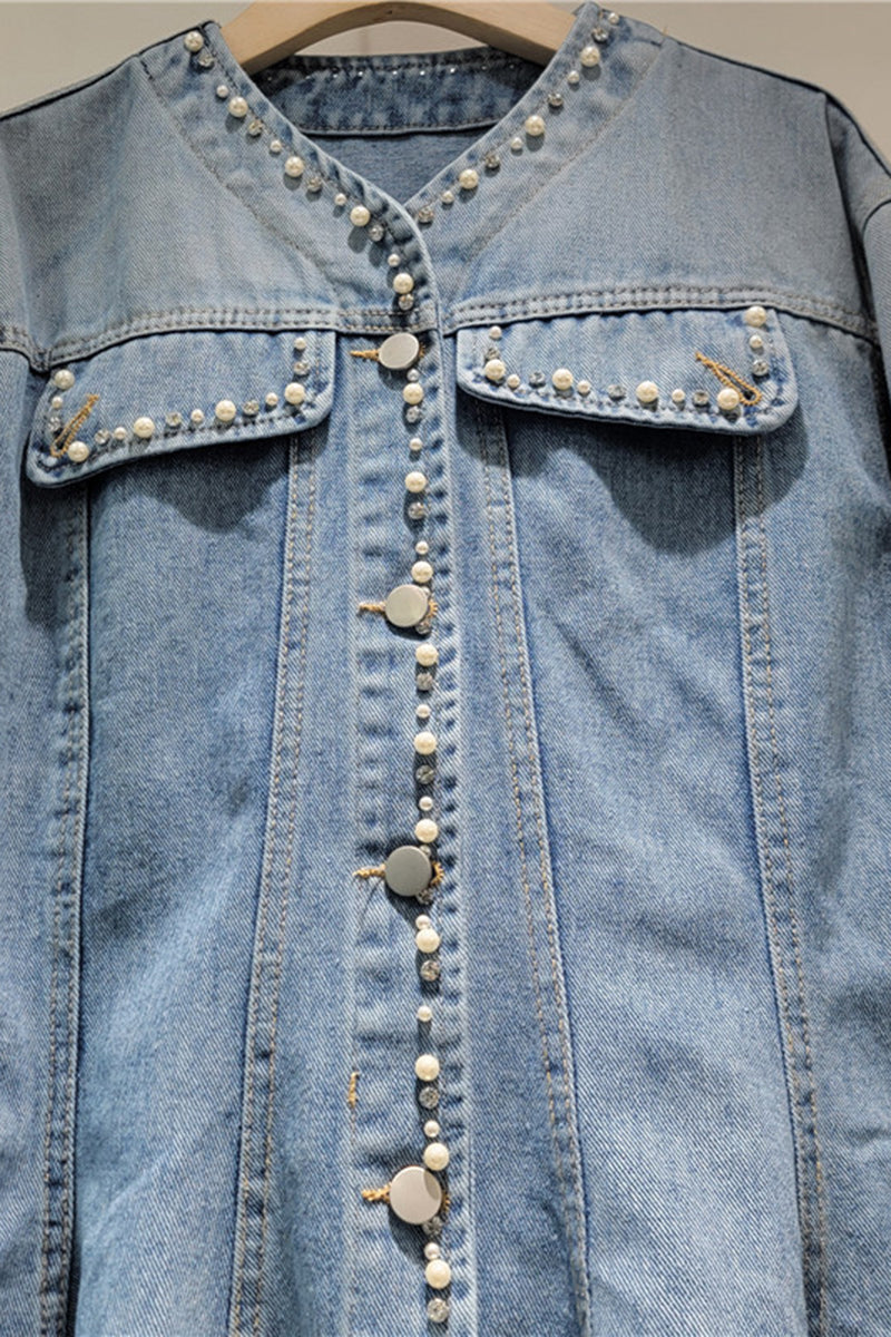 Pearl Studded Denim Jacket