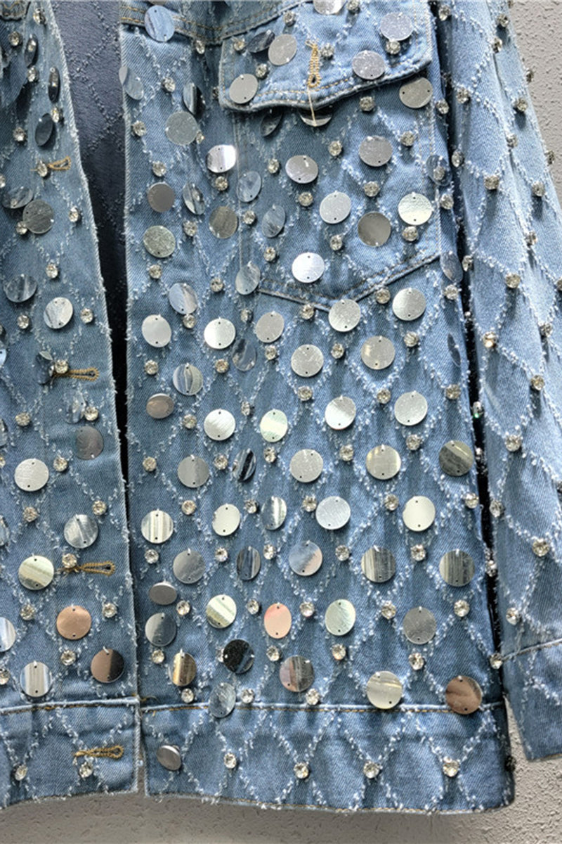Sequin Embellished Denim Jacket