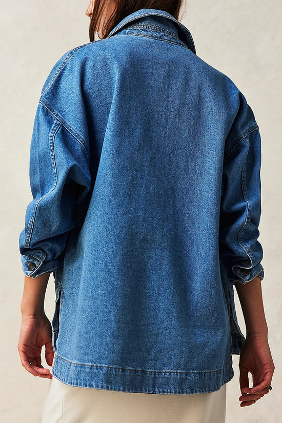 Oversized Denim Jacket with Pocket Detail