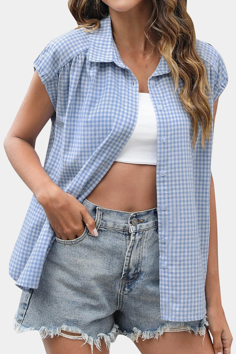Classic Gingham Short Sleeve Blouse
