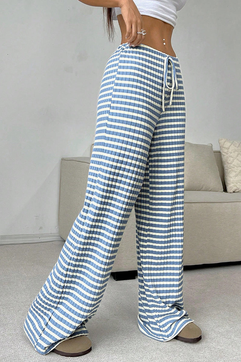 Checkered Drawstring Casual Pants