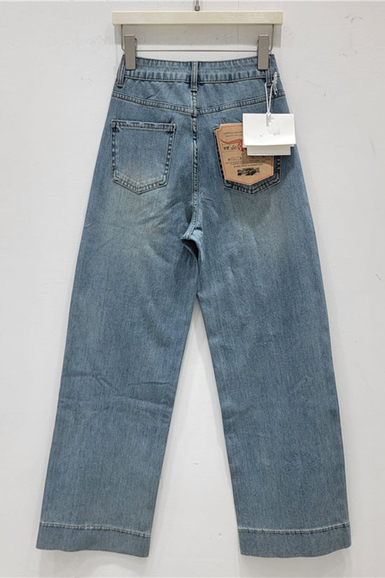 Embellished Straight-Leg Denim Jeans