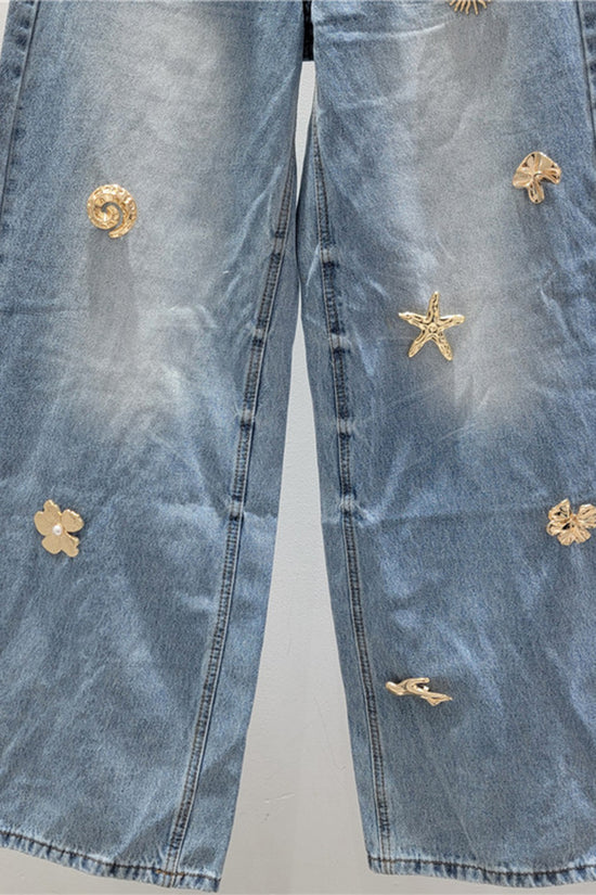 Embellished Straight Jeans