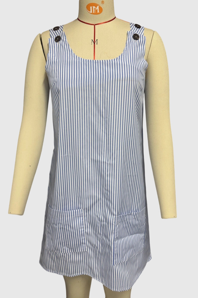 Striped Sleeveless Button Casual Dress