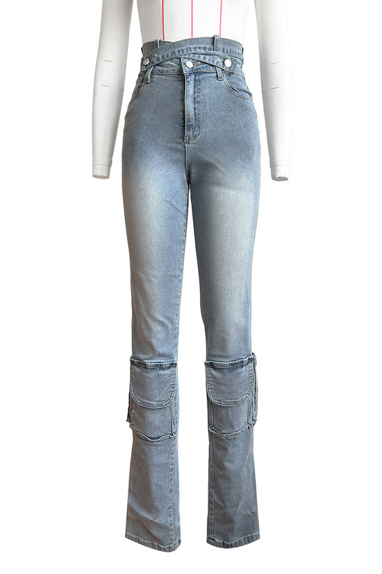 High-Waist Skinny Cargo Jeans