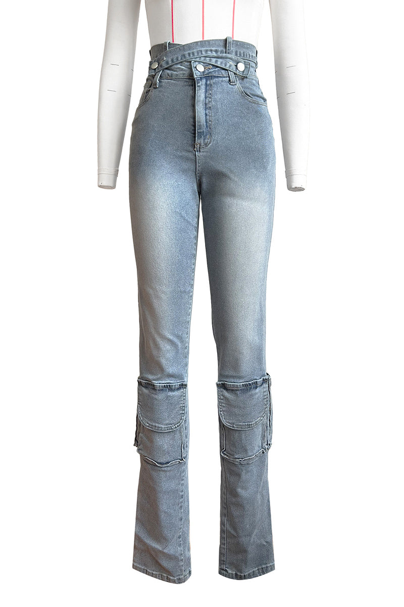 High-Waist Skinny Cargo Jeans