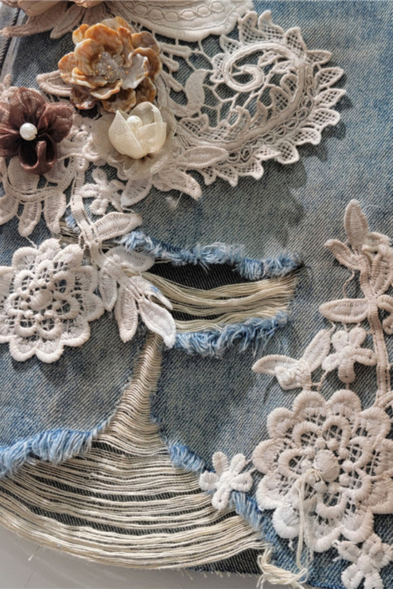 Floral Detail Denim Shorts