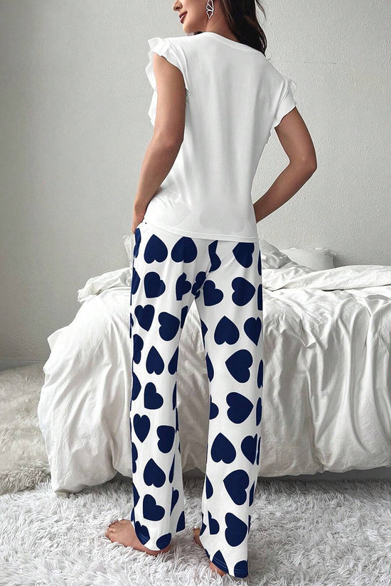 Heart Print Sleeveless Pajama Set