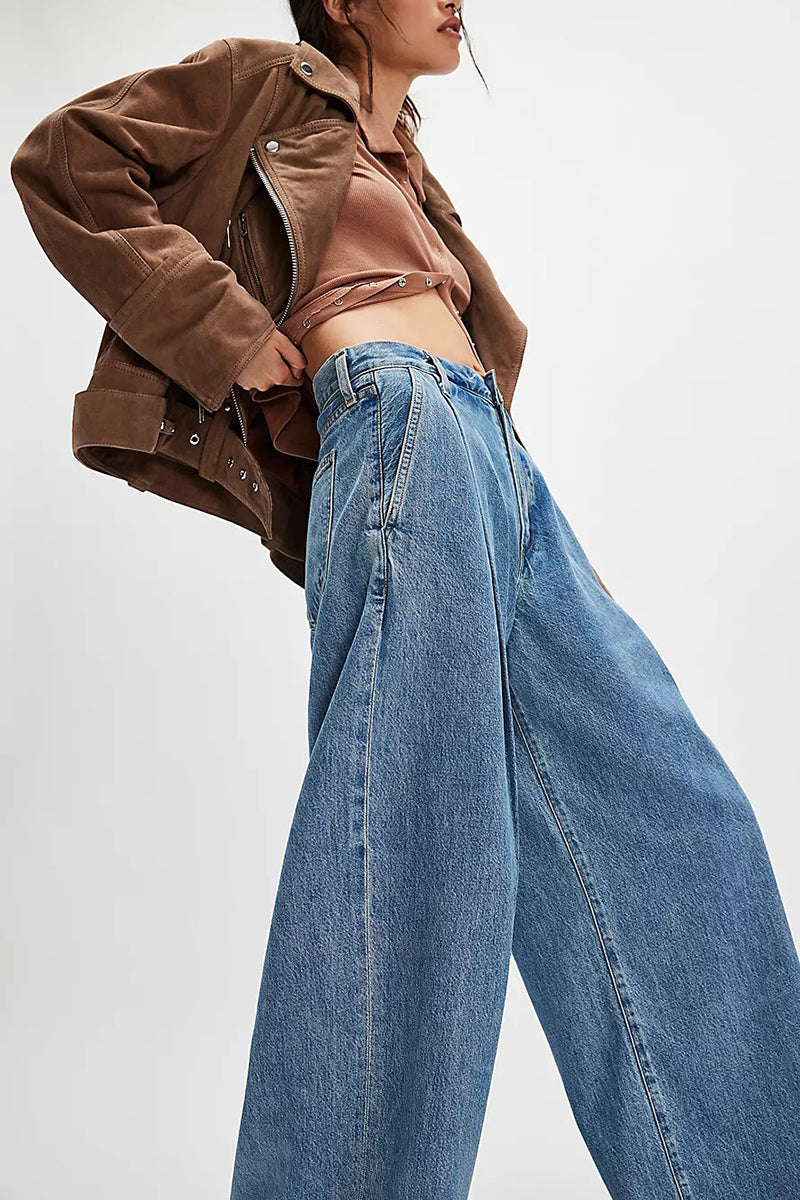 Chic Wide Leg Denim Jeans