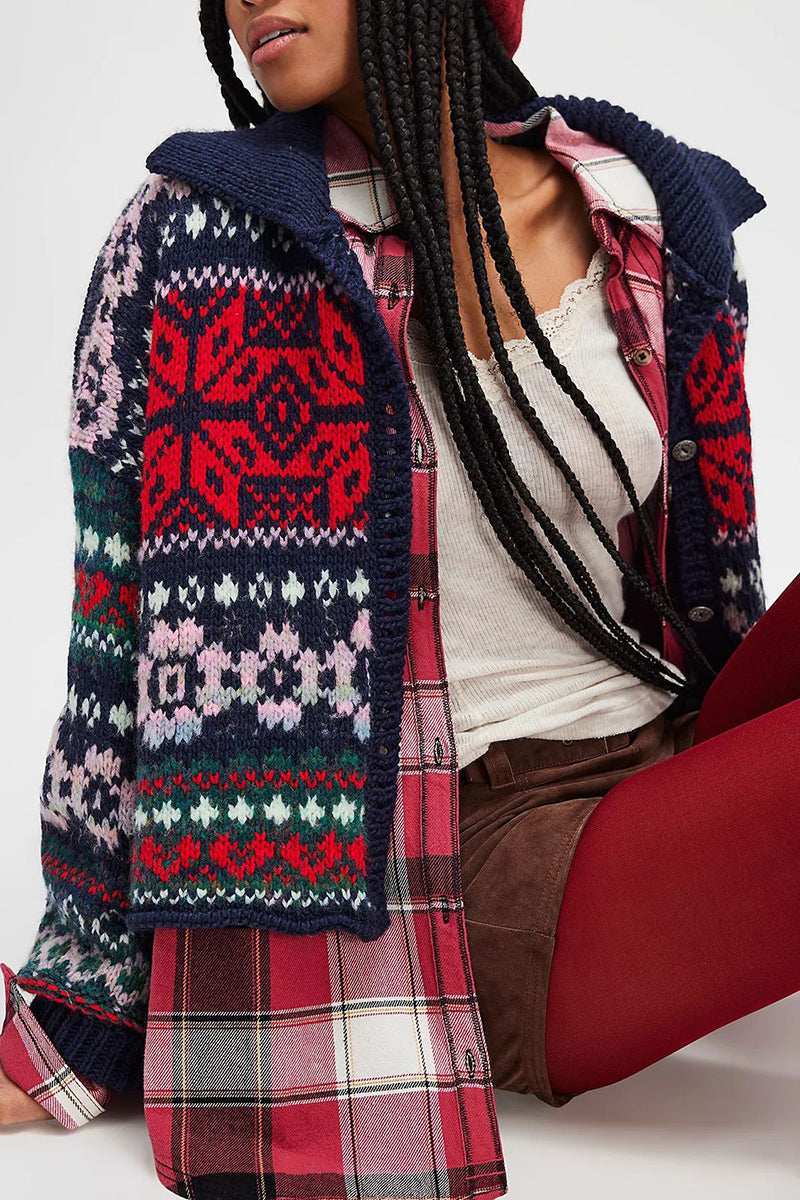 Vintage Pattern Knit Cardigan