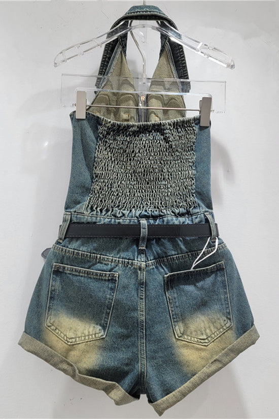 Chic Denim Sleeveless Romper