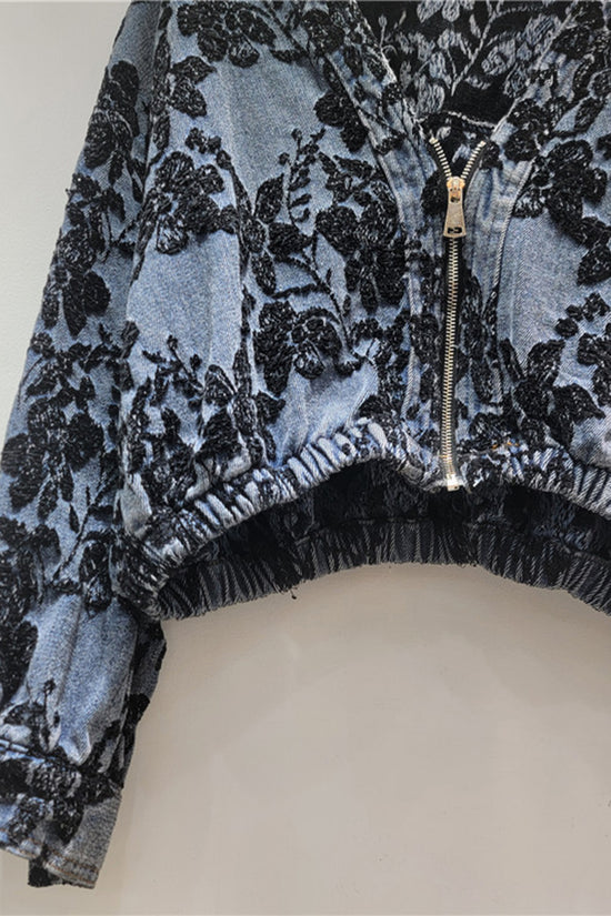 Floral Patterned Zipper Jacket