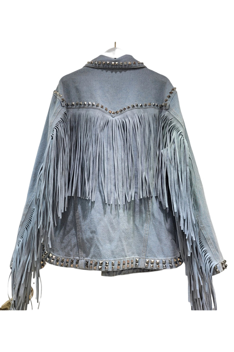 Fringe Studded Denim Jacket
