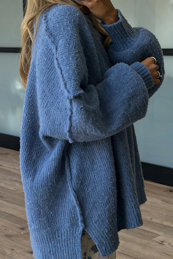 Oversized Knit Sweater with Ribbed Details