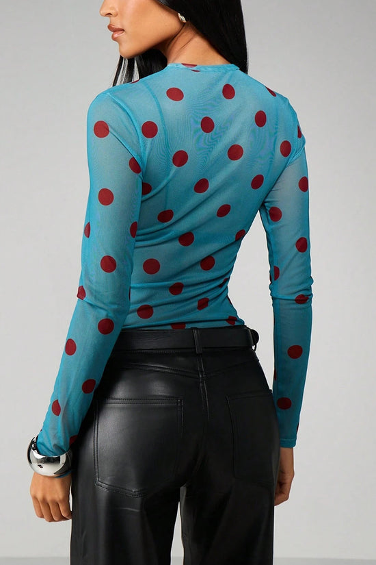 Polka Dot Sheer Long Sleeve Top