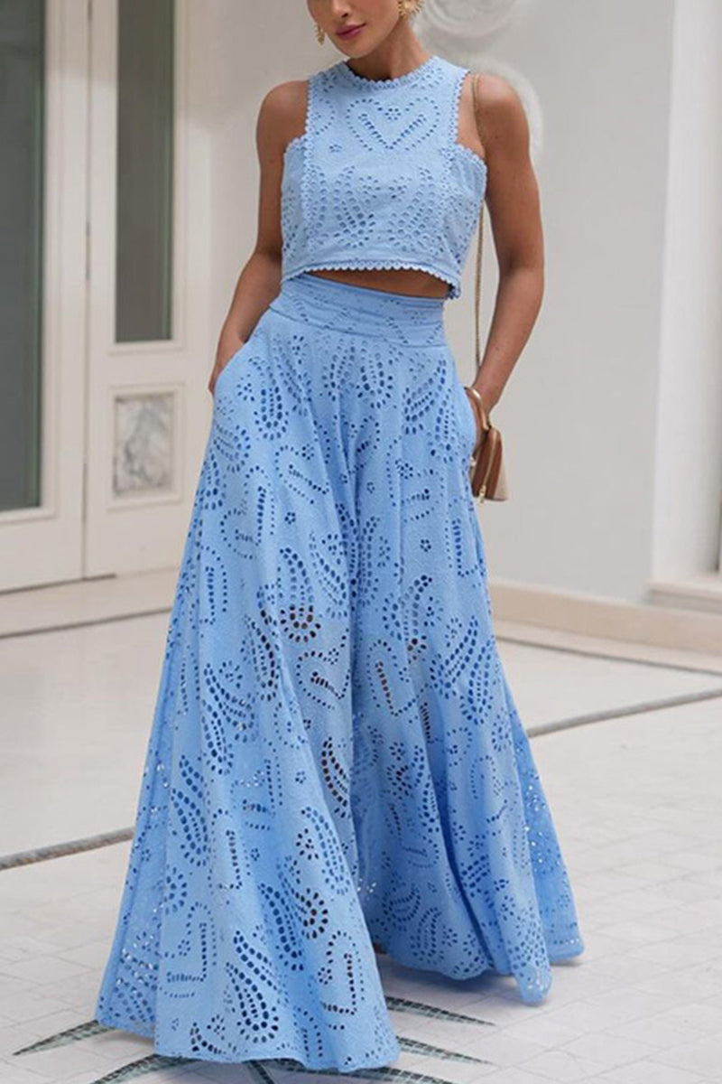 Elegant Patterned Two-Piece Skirt Set