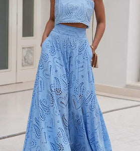 Elegant Patterned Two-Piece Skirt Set