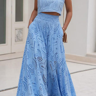 Elegant Patterned Two-Piece Skirt Set