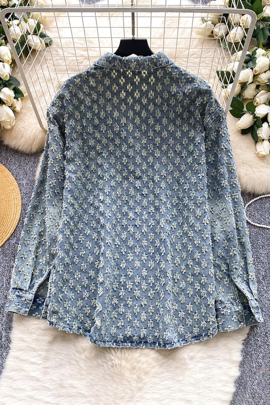 Patterned Button-Up Blouse