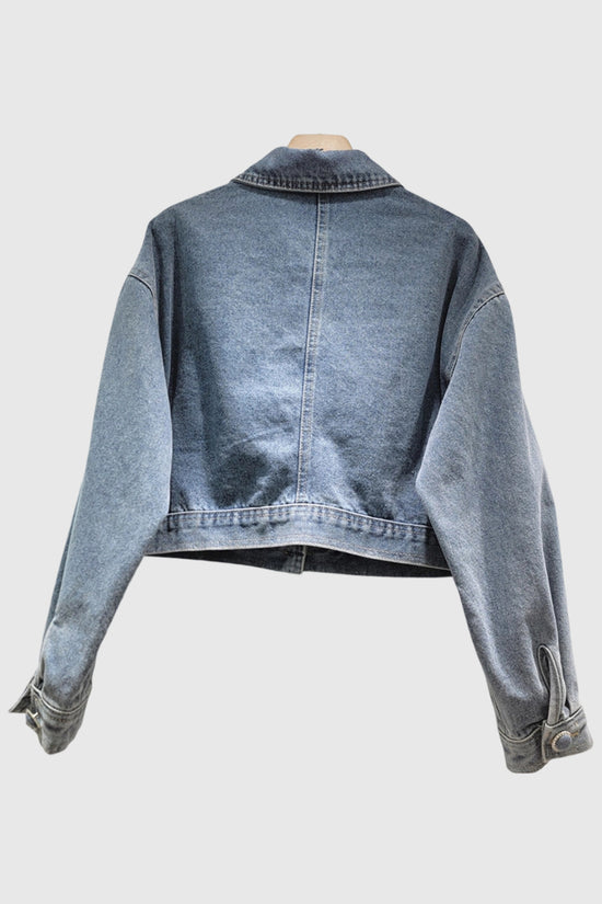 Embellished Denim Button-Up Jacket