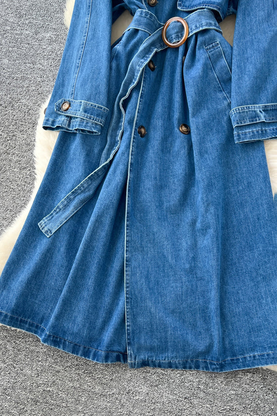 Belted Denim Trench Dress