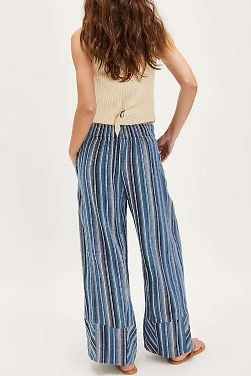 Striped Wide-Leg Casual Pants