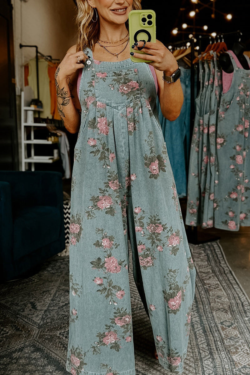 Floral Wide-Leg Sleeveless Jumpsuit