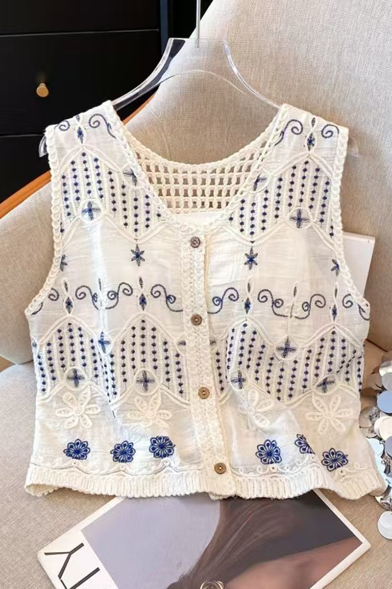 Floral Pattern Sweater Vest