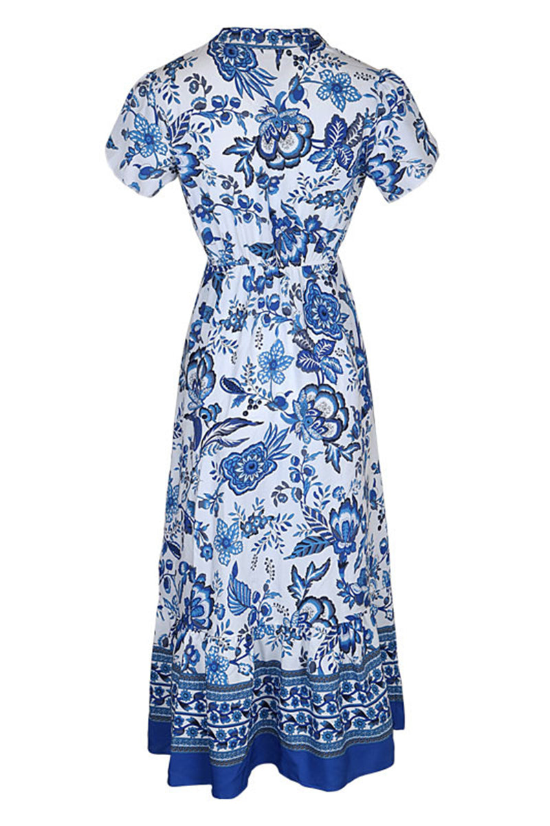 Floral Print V-Neck Casual Dress