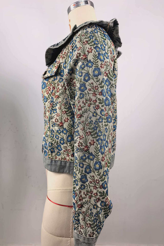 Ruffled Floral Denim Jacket