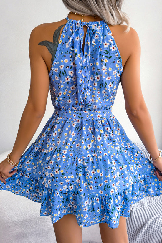 Floral Halter Neck Casual Dress