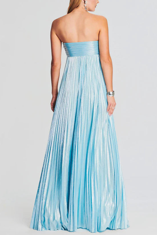 Strapless Metallic Slit Dress