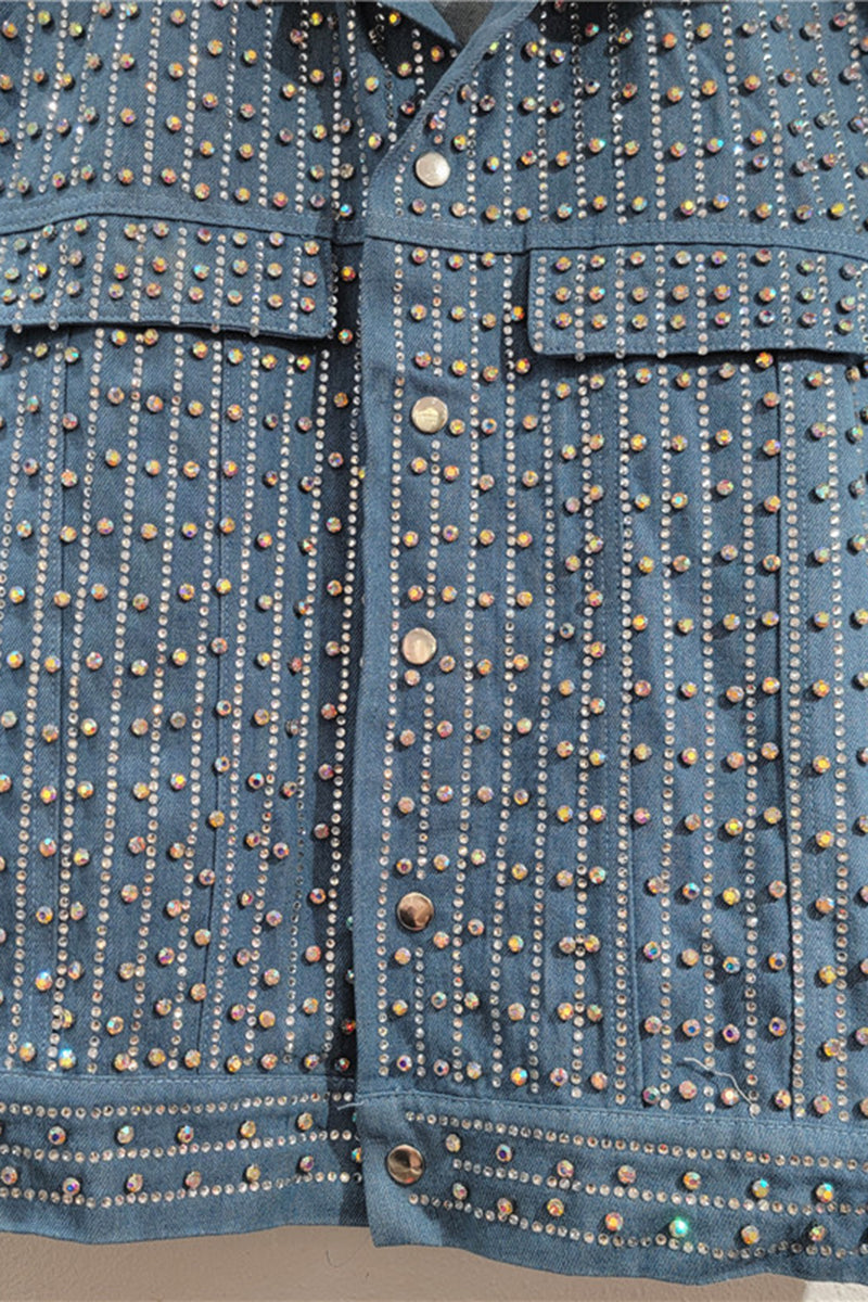 Studded Sleeveless Denim Vest