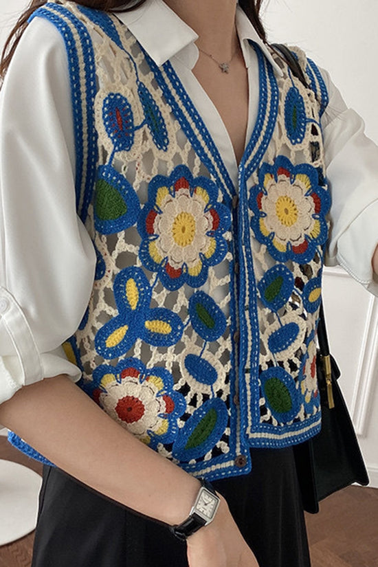 Floral Crochet Sweater Vest
