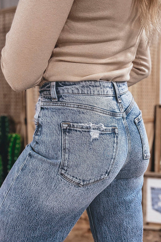 Cuffed Straight Loose Jeans