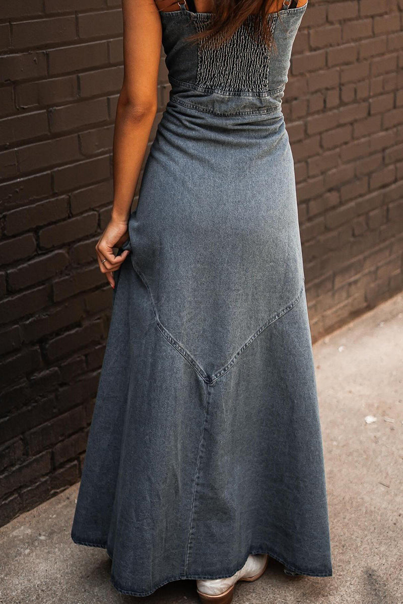 Sleeveless Button-Up Denim Dress