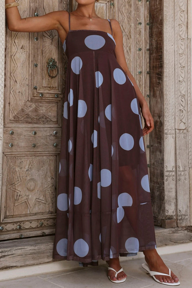 Polka Dot Sleeveless Maxi Dress