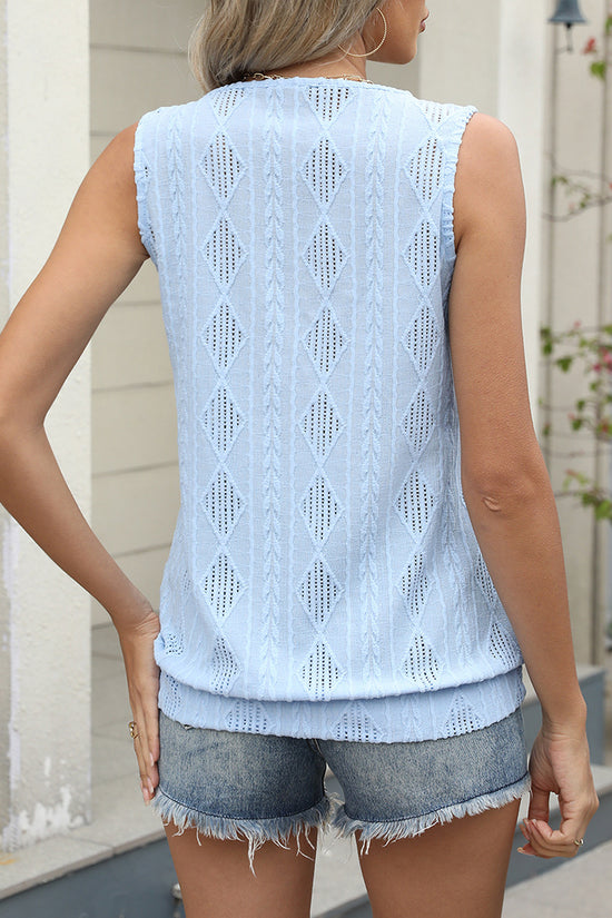 Sleeveless Diamond Pattern Lace Tank