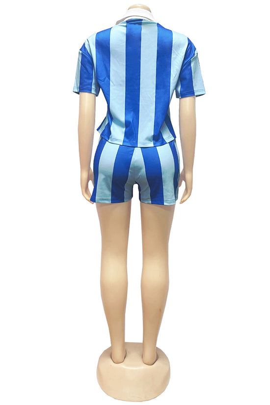 Striped Polo and Shorts Set