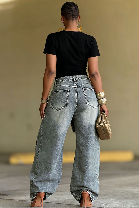 Star Patch Straight Leg Denim Jeans