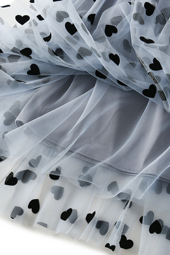 Heart Print Pleated Midi Skirt