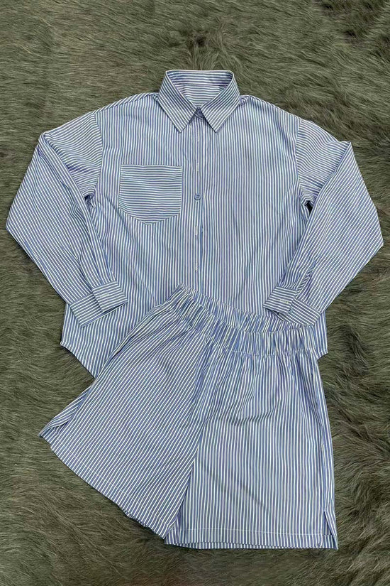 Striped Relaxed Shirt and Shorts Set